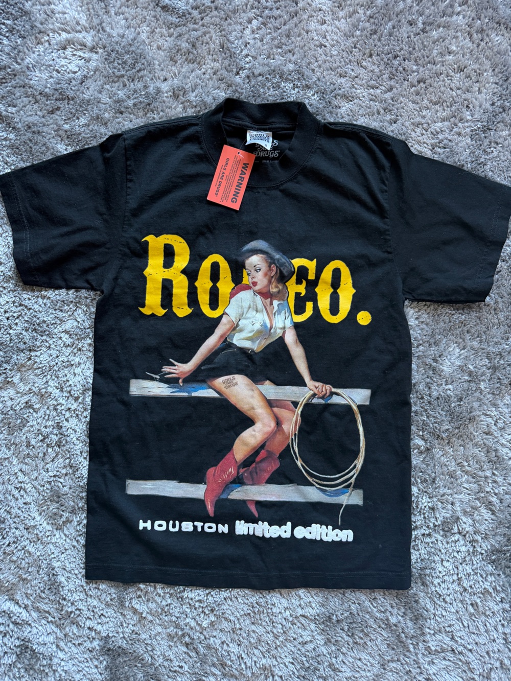 RODEO Graphic Short Sleeve Tee - Black with Yellow Print